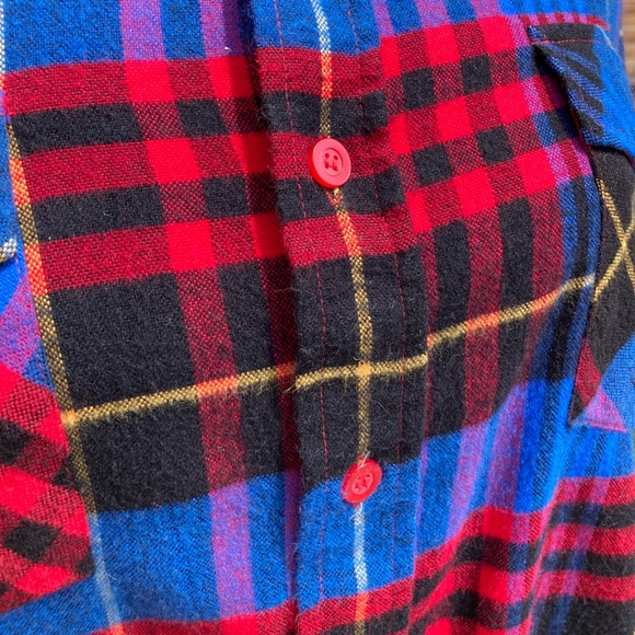 Vintage Electric Blue Plaid Flannel Shirt Pine Grove - Picture 8 of 16